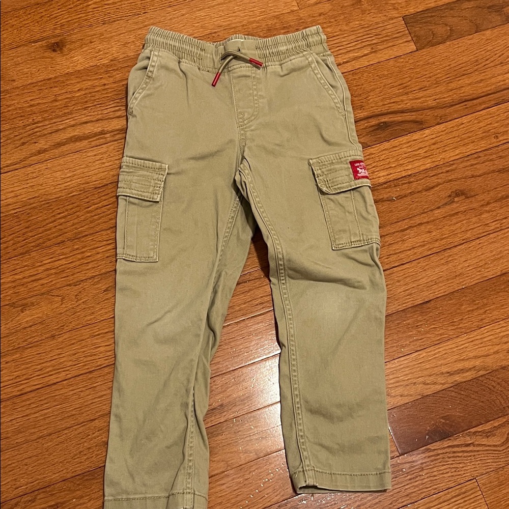 Cat & Jack Khaki Cargo Pants with Red Accent